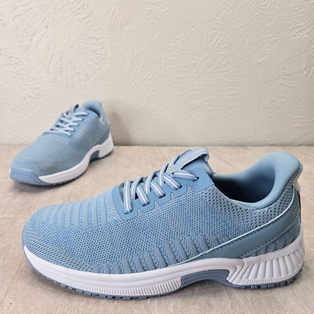Ortho Feet Slip Resistant Work Shoes Size 6.5 Wide Fit Mesh Blue Comfort Sneaker